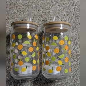 Modern Expressions Glass Tumbler With Bamboo Lid Set Of 2